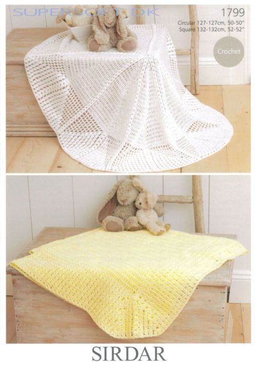 Sirdar 1799 Crochet Blankets in #3/DK weight yarn. Circular or Square Blanket.